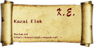 Kazai Elek névjegykártya